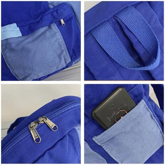 Vintage Canvas Backpack for Women Men Grunge Hippie Boho Patchwork Backpack Coll - Picture 5 of 7